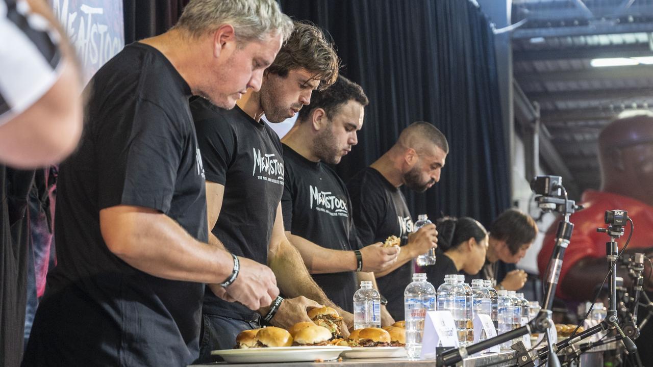 Professional category of the slider throwdown. Meatstock 2023 at Toowoomba Showgrounds. Saturday, April 15, 2023. Picture: Nev Madsen.