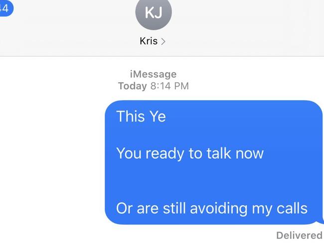 Kanye West shared this screenshot of a text message he sent Kris Jenner. Picture: Twitter