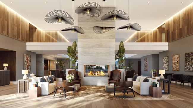 An artist’s impression of the communal lobby area in the Europa building.