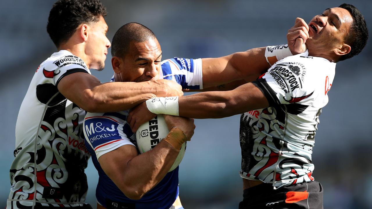 Will Hopoate could shift to centre for the Bulldogs in 2021. Picture: Getty Images.