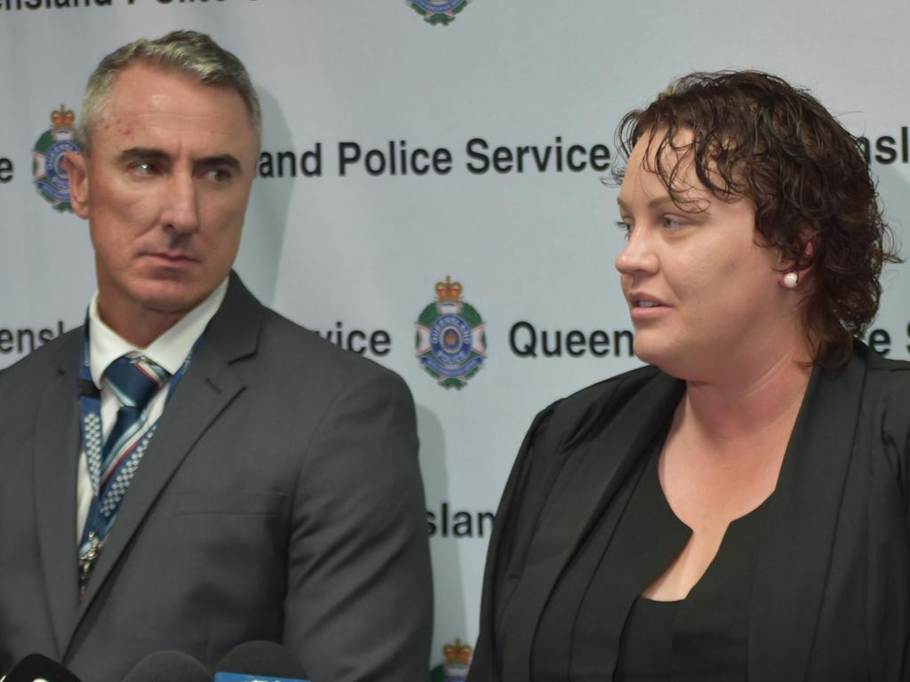 Rene Latimore's sister Katie Marchetti with Mackay Detective Inspector Tom Armitt, September 14, 2021. Picture: Lillian Watkins