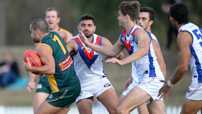 Northcote Park and West Preston-Lakeside clash in NFL Division 1. Picture: AAP/ Chris Eastman.