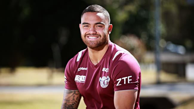 Dylan Walker is working hard to get back on the field for Manly. Picture: Adam Yip