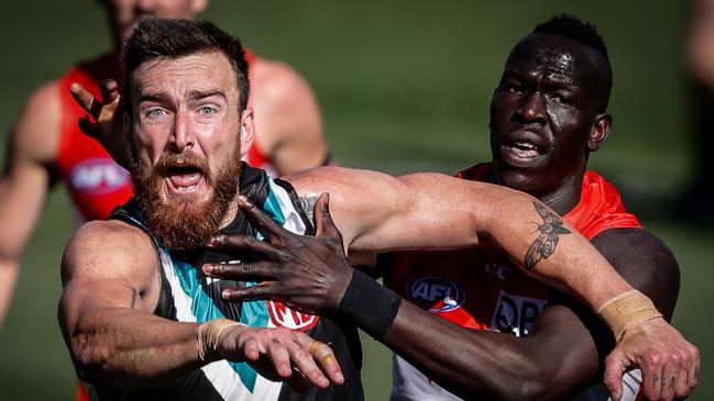 Sydney defender Aliir Aliir is being courted by the Power but still has a year left to run on his contract at the Swans. Picture: Matt Turner/AFL Photos via Getty Images