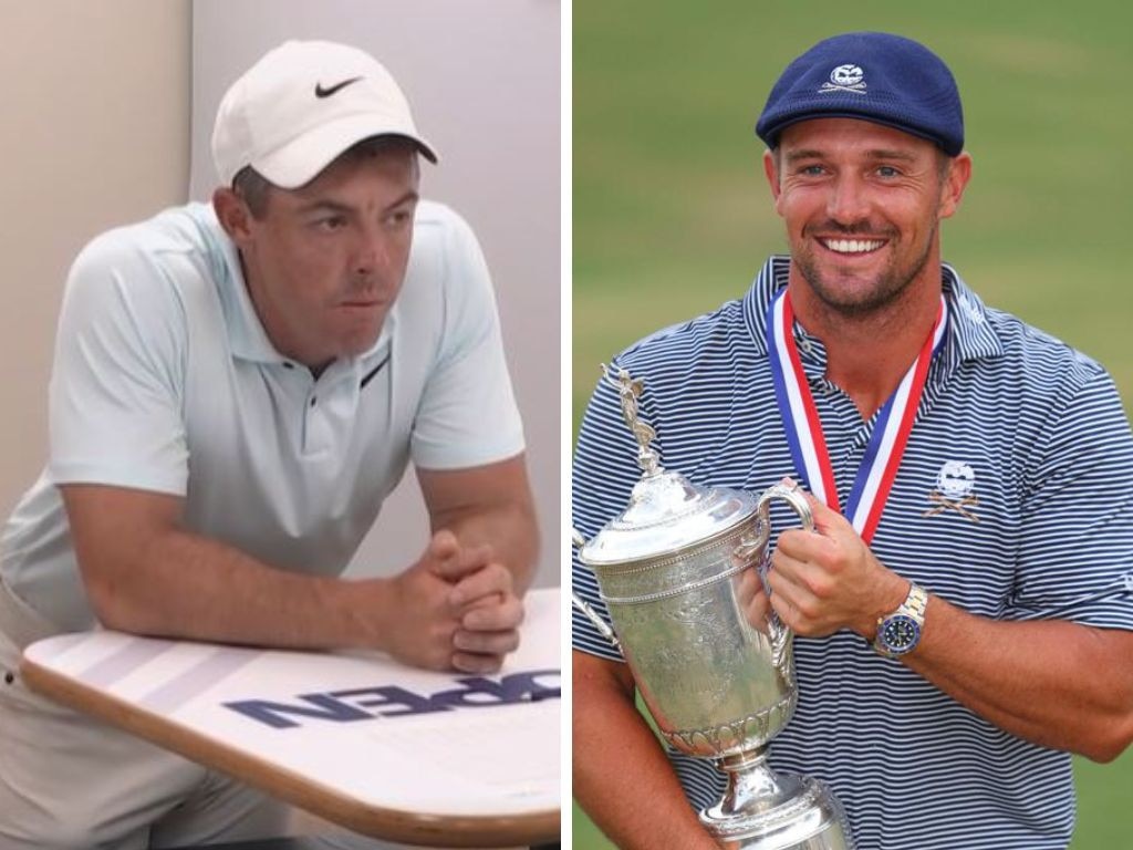 Rory McIlroy and Bryson DeChambeau. Photos: Fox Sports/Getty Images