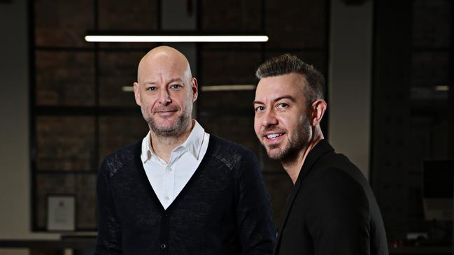 Limepay chief revenue officer Dan Peters and founder Tim Dwyer at their Sydney office. Picture: Adam Yip