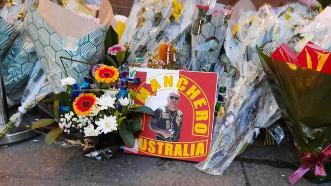 A memorial for Pitasoni Ulavalu, president of the Canberra Chapter of the Comanchero outlaw motorcycle gang.