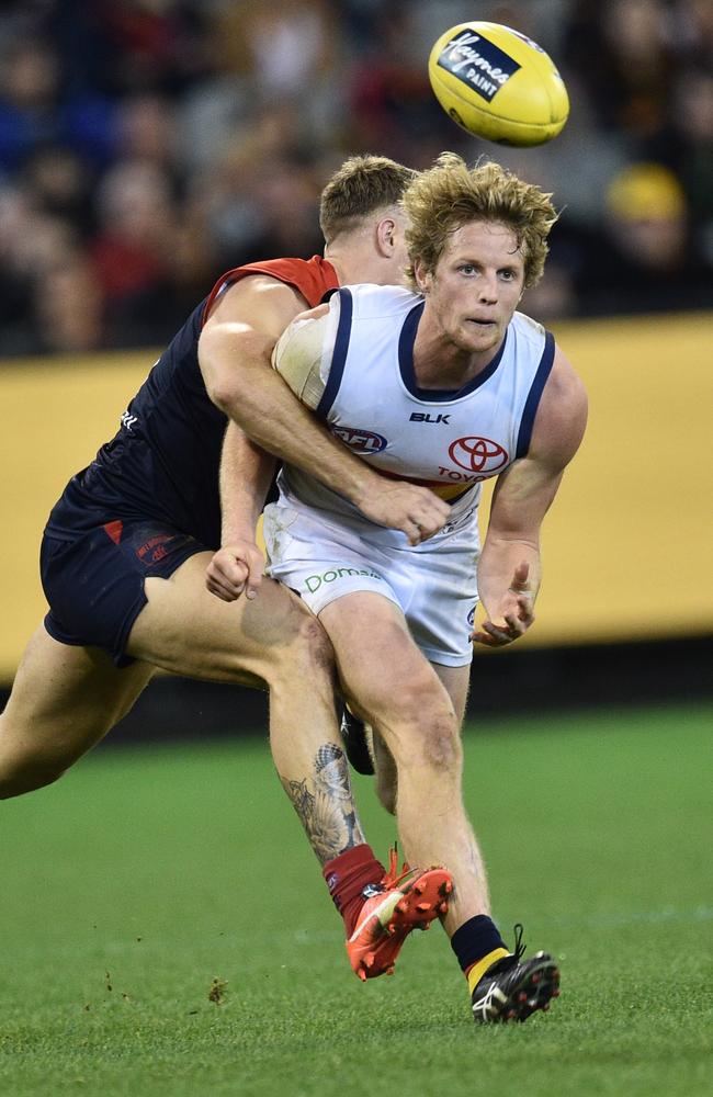 Rory Sloane polled two votes against the Demons on the weekend to close the gap on the Geelong leaders in the Herald Sun Player of the Year. Picture: AAP