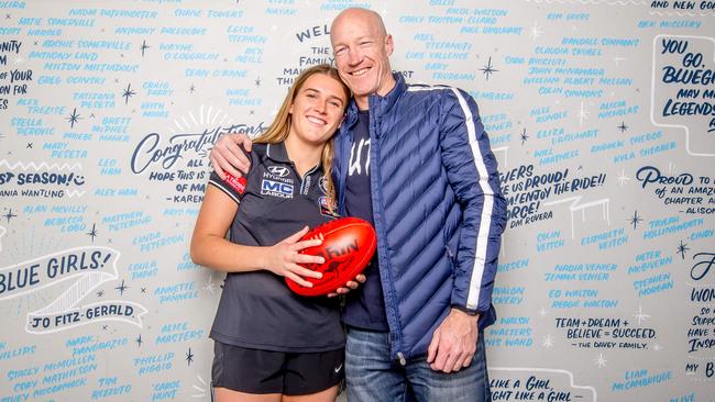 Abbie McKay has become the first AFLW father-daughter recruit. She is pictured with her dad, Carlton premiership player Andrew McKay. Picture: Tim Carrafa