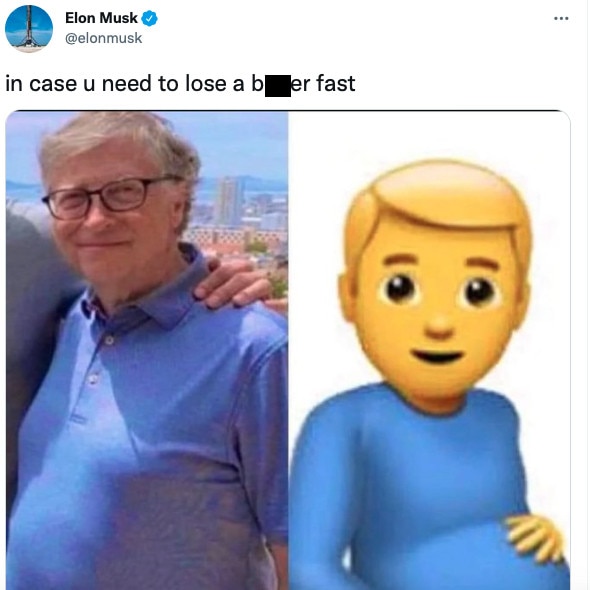 Musk posted this tweet about Bill Gates in late April. Picture: Twitter