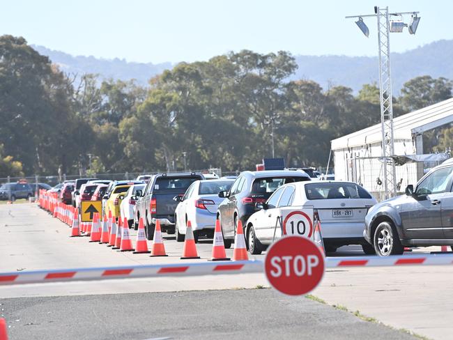 Wait times at Victoria Park are stretching up to eight hours. Picture: Keryn Stevens