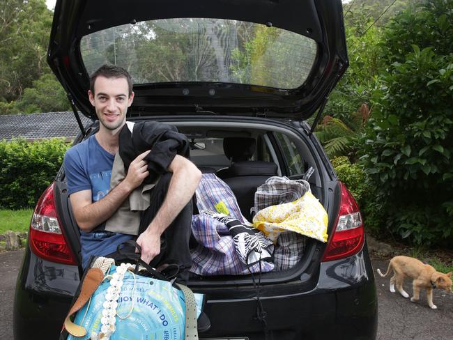 Brandon Cowan fills his hatchback with the donated goods and donates them every Sunday. Picture: Virginia Young