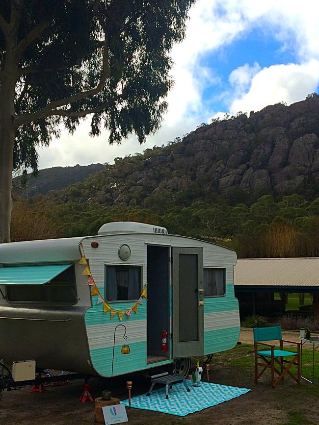 Stay in style: A vintage caravan is available to rent at Wanderlust Glamping. Picture: Supplied