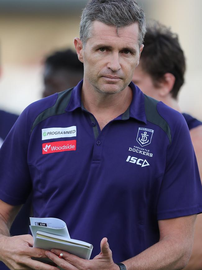 Justin Longmuir has returned to the Dockers in his first senior coaching gig.