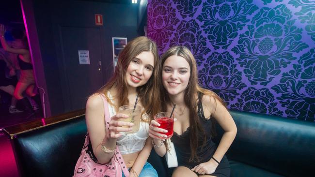 Jasmine Causer, Skyla Fatooros at Cocktails. Picture: Lucas Linck