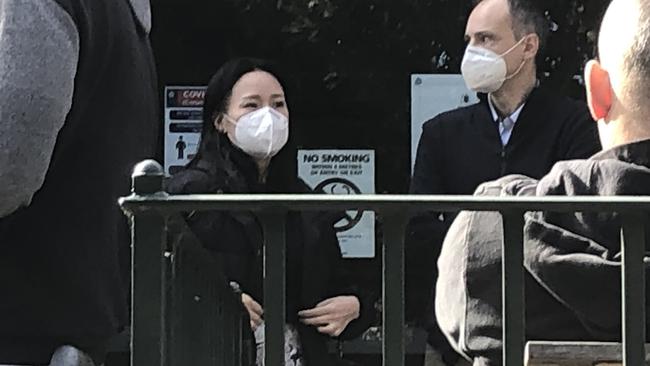 Brawling COVID-19 mother's chatroom offender Mengli Jiang, of Brookvale, outside Manly Local Court. Picture: Jim O'Rourke