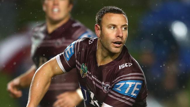 SYDNEY, AUSTRALIA — JUNE 09: Blake Green of the Sea Eagles passes during the round 14 NRL match between the Manly Sea Eagles and the Newcastle Knights at Lottoland on June 9, 2017 in Sydney, Australia. (Photo by Cameron Spencer/Getty Images)