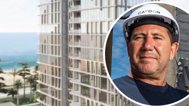 Caydon Property Group director Joe Russo and an artists’s impression of a Gold Coast project.