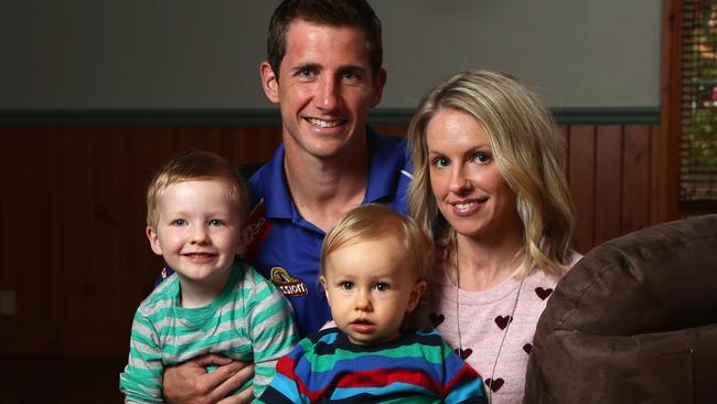 Dale Morris with wife Gem and sons Riley and Charlie in 2013.