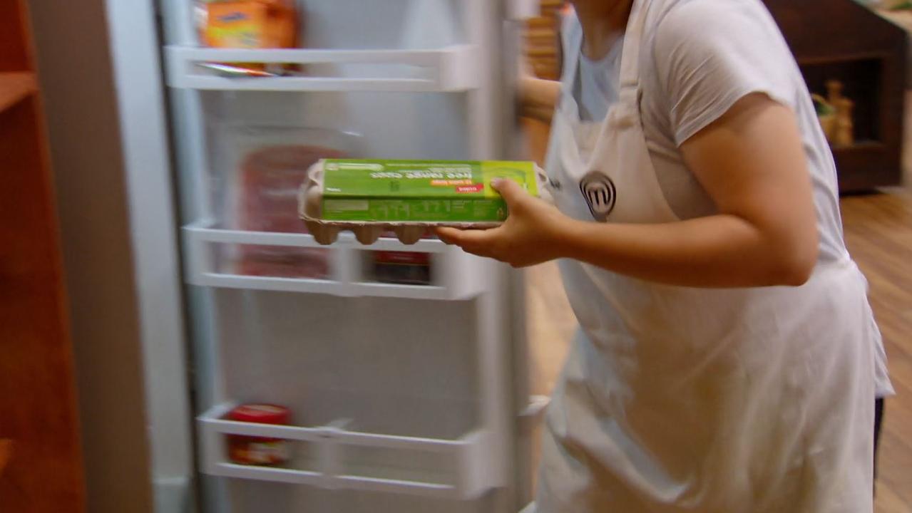 Linda rushes for the eggs with only minutes to go. Picture: Channel 10