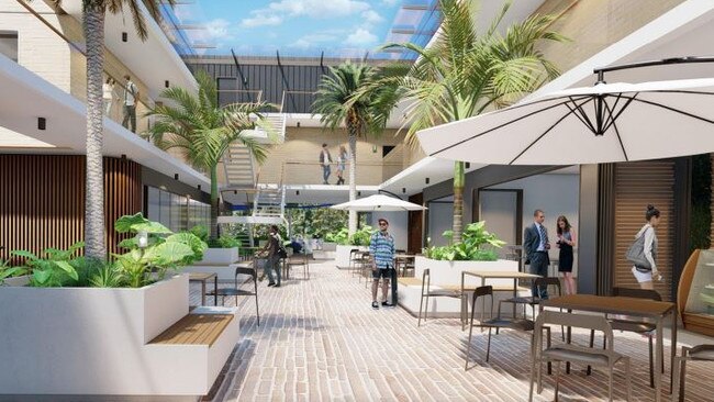 The internal courtyard at the proposed redevelopment of a strip of shops on May Rd, Narraweena. Picture: Benson McCormack Architecture