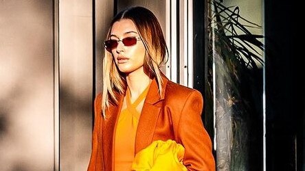 Model Hailey Bieber is a longtime fan of Acne Studios' bold designs. Picture: Fashion Sizzle