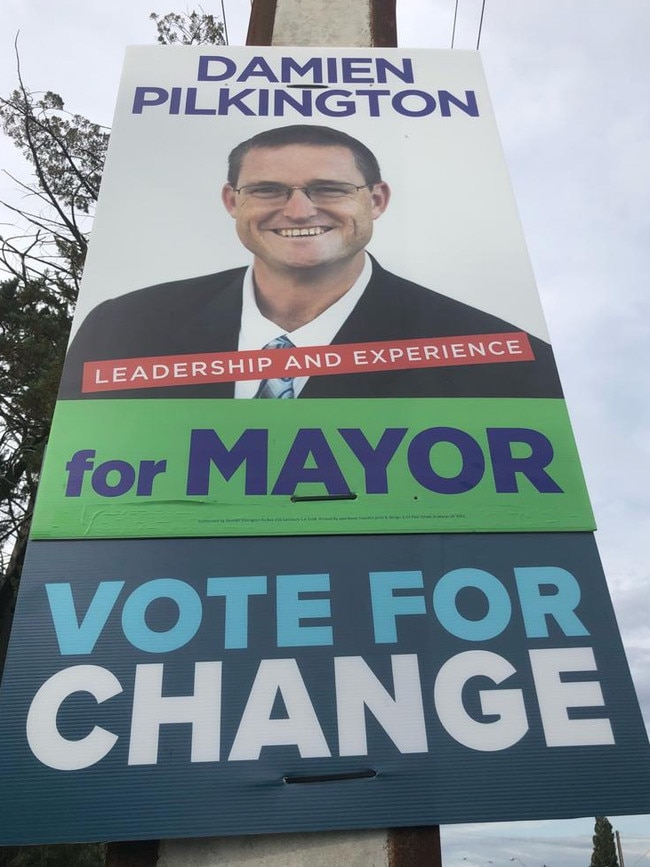 An election poster for Salisbury mayor candidate Damien Pilkington. Source: Supplied