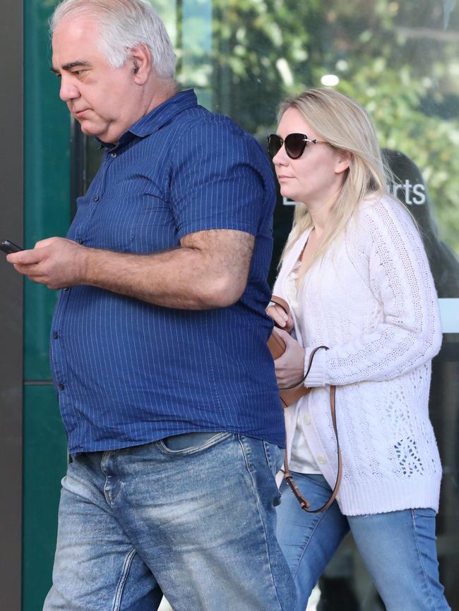 Kon Petropoulos and wife Liudmila leaving the Geelong Magistrates’ Court earlier this year.