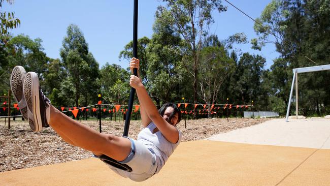 The Domain Creek site has all the playground modcons, including a self-locking flying fox. Picture: Justin Sanson