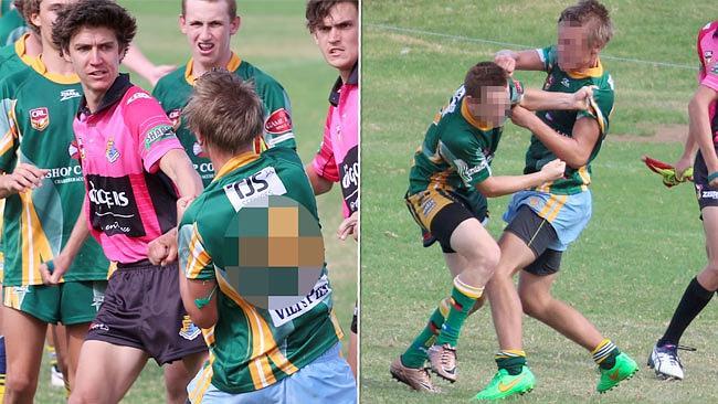 Junior rugby league match brawl.