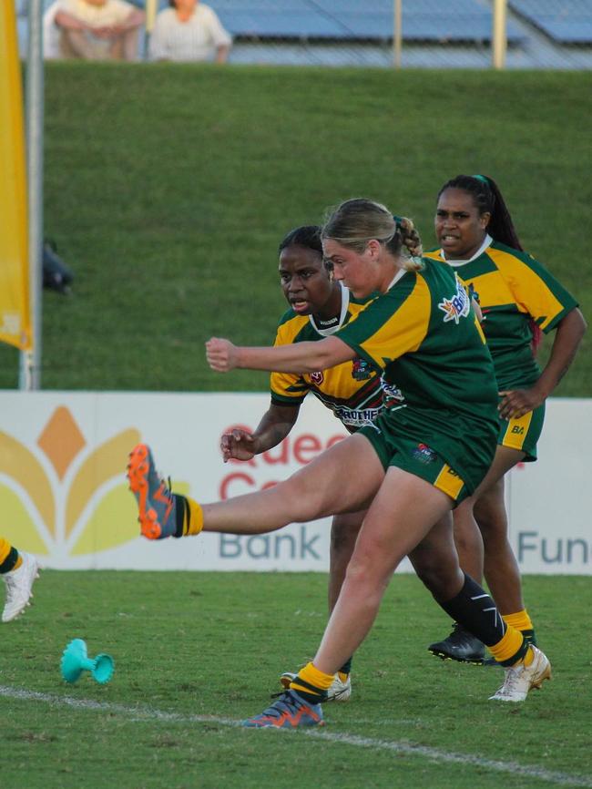 Teesha Potts kicks things off for Cairns during the Foley Shield. Picture: Supplied