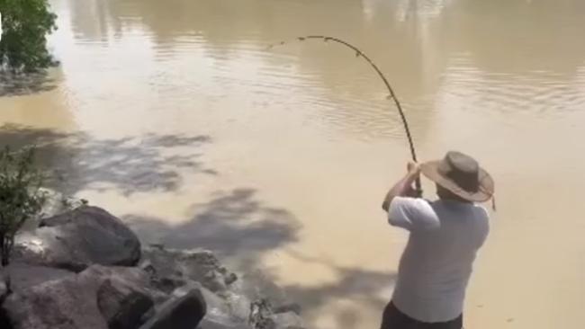 Jody Chisholm caught a fisherman on video snagging a fish at Cahills Crossing. Picture: Jody Chisholm