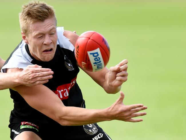 Jordan De Goey at Collingwood training. Picture: Nicole Garmston