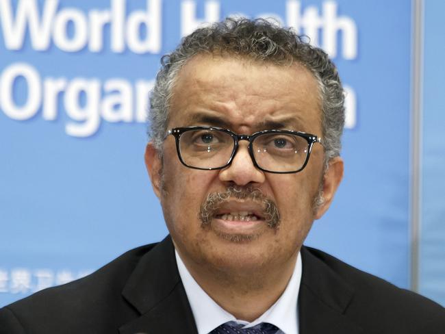 FILE - In this Feb. 24, 2020, file photo, Tedros Adhanom Ghebreyesus, Director General of the World Health Organization (WHO), addresses a press conference about the update on COVID-19 at the World Health Organization headquarters in Geneva, Switzerland. Taiwan's foreign ministry on Thursday, April 8, 2020 strongly protested accusations from the head of the World Health Organization that it condoned racist personal attacks on him that he alleged were coming from the self-governing island democracy.  (Salvatore Di Nolfi/Keystone via AP, File)