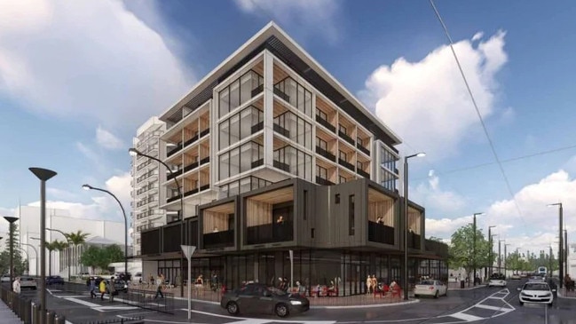 Artist impression of the hotel approved for the corner of Jetty Rd and Colley Tce. Image: Alexander Brown Architects