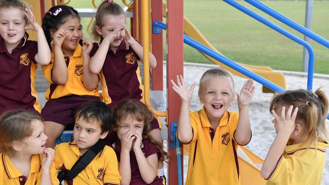 MY FIRST YEAR: Biggenden State School Preps funny faces. Picture: Patrick Woods.