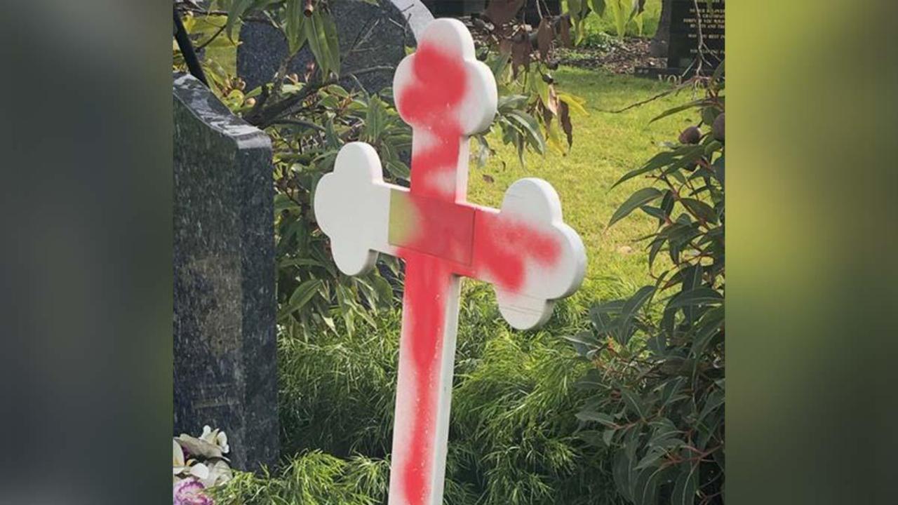 Graves were vandalised at Fawkner Memorial Park. Picture: Supplied