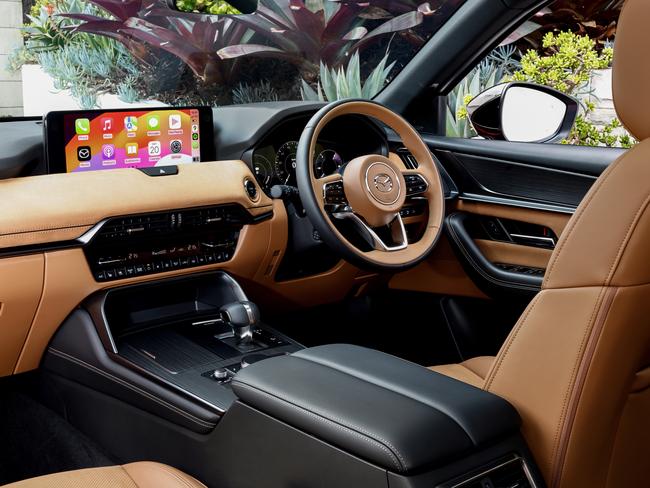 The 2025 Mazda CX-80’s interior (Azami trim shown).