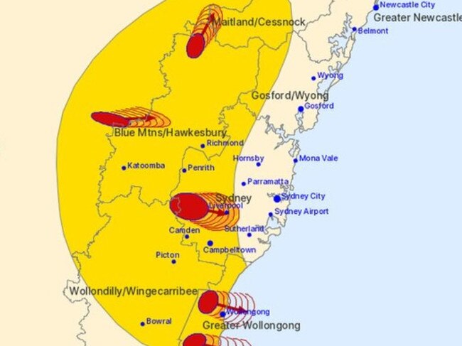 A major storm cell hit out Sydney late on Tuesday. Picture: Supplied / BOM