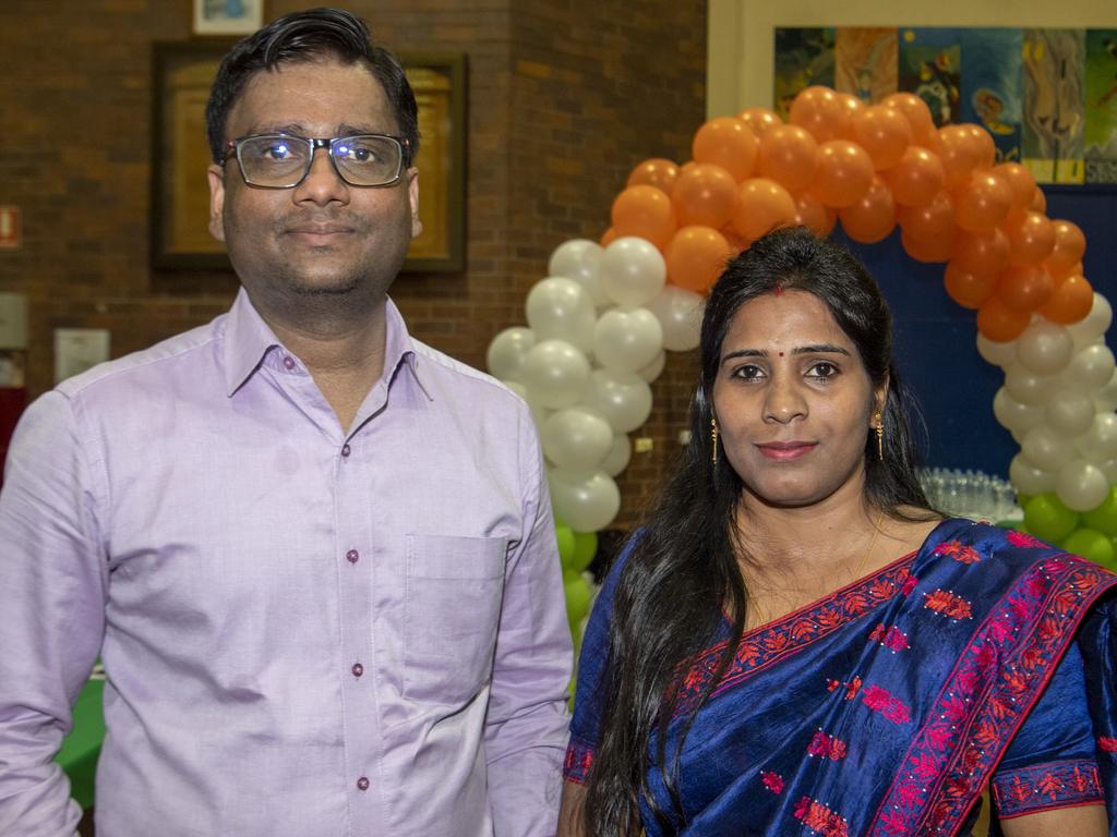 Pallavi Singh and Bikesh Kumar at the Indian Independence Day celebrations. Saturday, August 21, 2021. Picture: Nev Madsen.