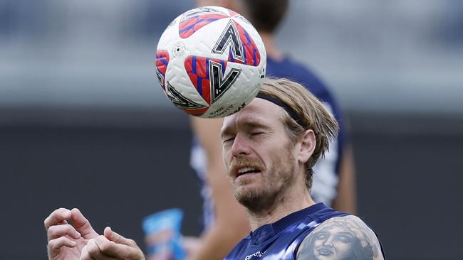 Tom Stewart at training in late February. Picture: Michael Klein