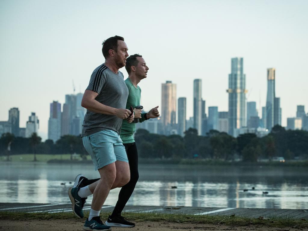 People exercising at Albert Park on June 11 in Melbourne. Picture: Darrian Traynor/Getty Images