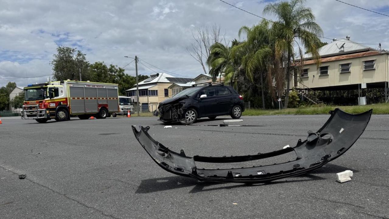 Emergency services at a two-vehicle crash on Wood Street on Thursday.