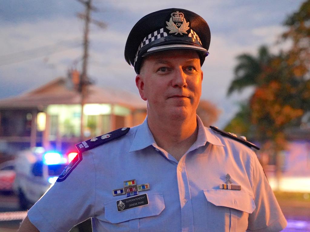 Mackay Police District Officer Superintendent Graeme Paine said police had shot dead a man following negotiations at a property along Bridge Rd in Mackay on November 21, 2022. Picture: Heidi Petith