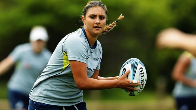 Stanton has been in the Aussie Sevens squad but has returned to netball while also playing rugby league. Pic Brett Costello