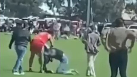 Local MP Rowan Ramsey said the bans were imposed amid “escalating lawlessness and violence” in and around Ceduna such as this fight at a local football match. Picture: Instagram