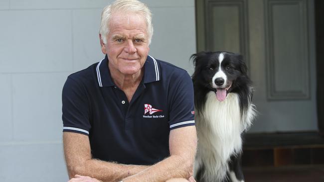 Richard Winning with his dog Toby on Wednesday. Picture: Justin Lloyd.