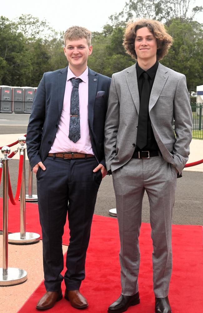 Aden Gear and Lachlan Currey at Pacific Lutheran College 2023 formal. Picture: Tegan Annett