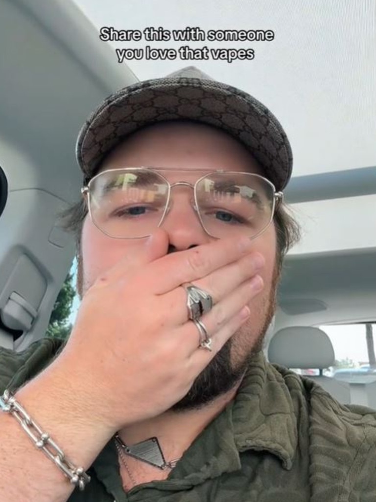 Sheldon said the feature in his new car proves “vaping is bad for you”. Picture: TikTok@thisdadtiktoks