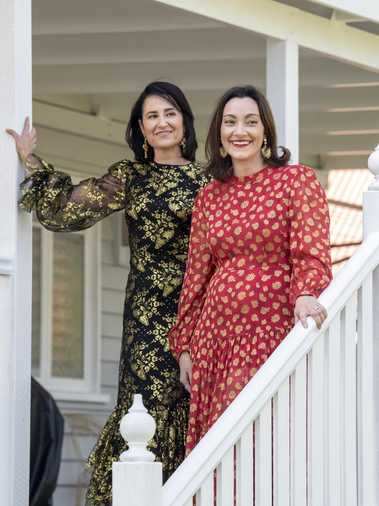 Veronique Anderson ( left ) and Louise Hamilton. Dress Circle Collection offers designer clothing for hire. Wednesday, June 16, 2021. Picture: Nev Madsen.